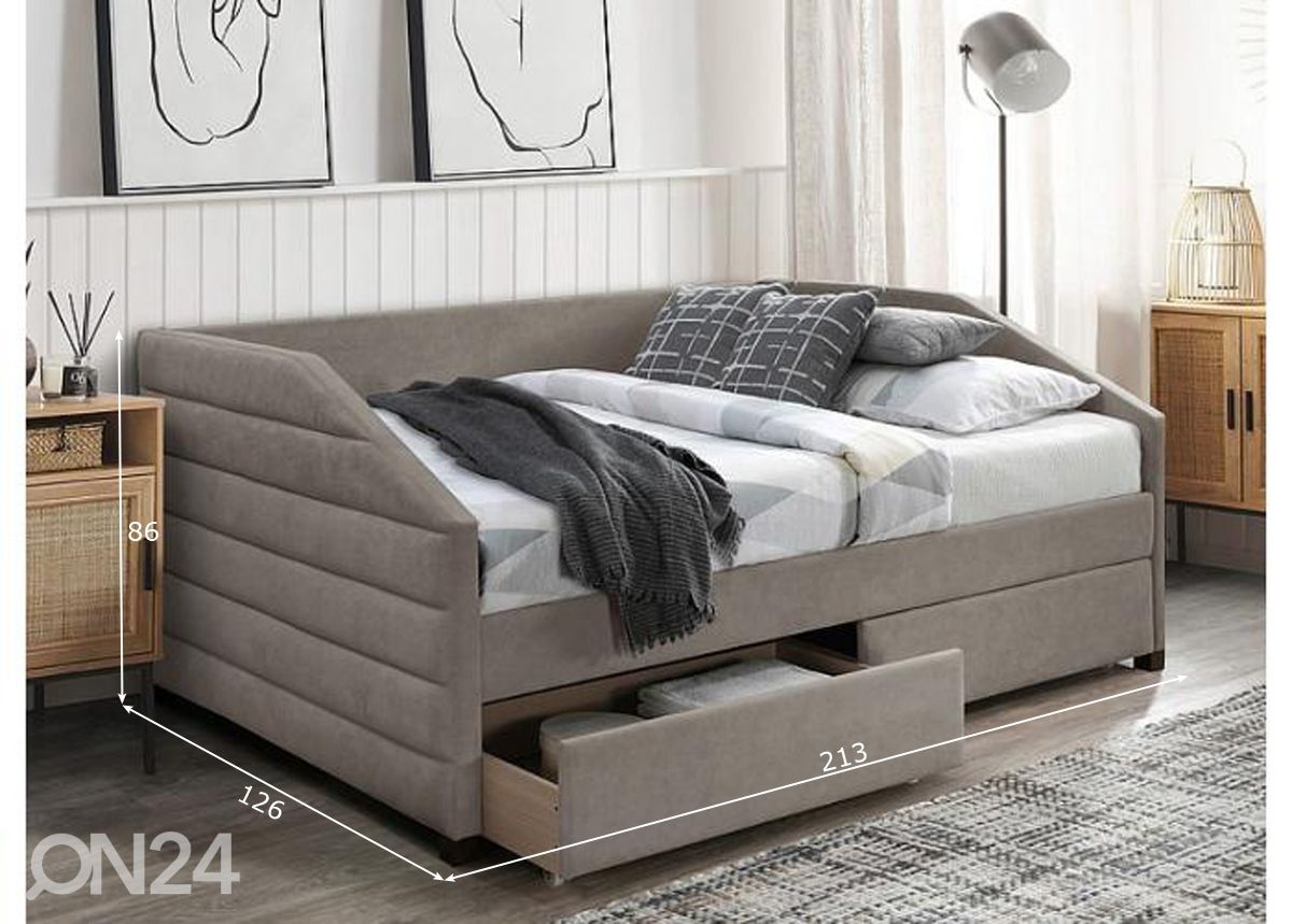 Sänky vuodevaatelaatikoilla 120x200 cm kuvasuurennos mitat