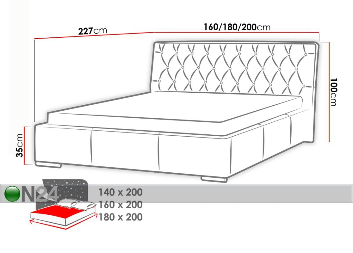 Sänky vuodevaatelaatikolla 160x200 cm kuvasuurennos mitat