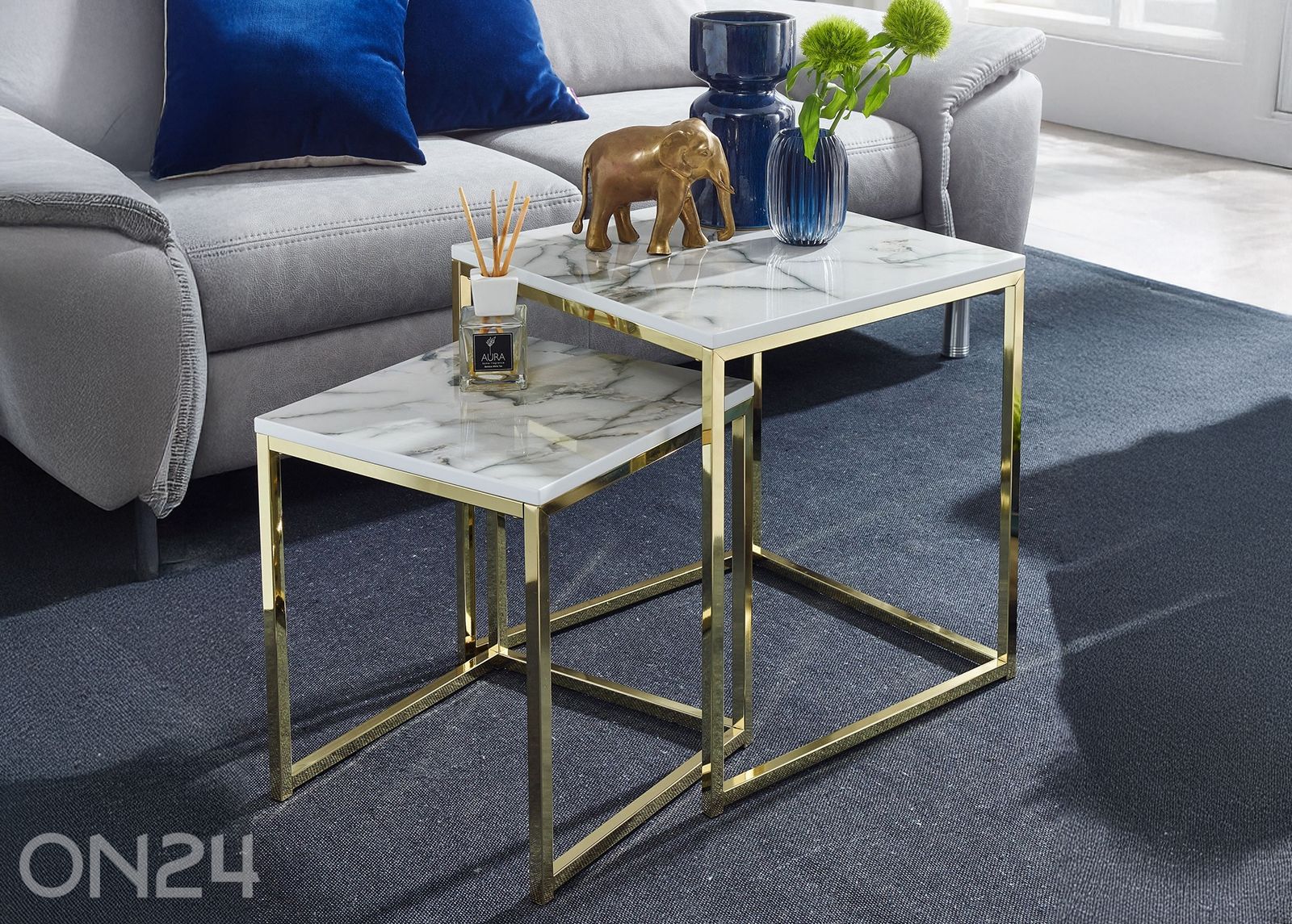 Sarjapöytä Marmor, valkoinen 2 kpl kuvasuurennos