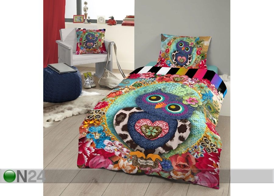 Satiini pussilakanasetti OWLIE 140x220 cm kuvasuurennos