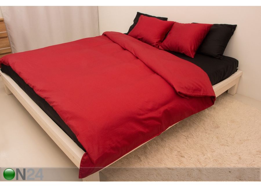 Satiini pussilakanasetti Red-Black 240x210 cm kuvasuurennos