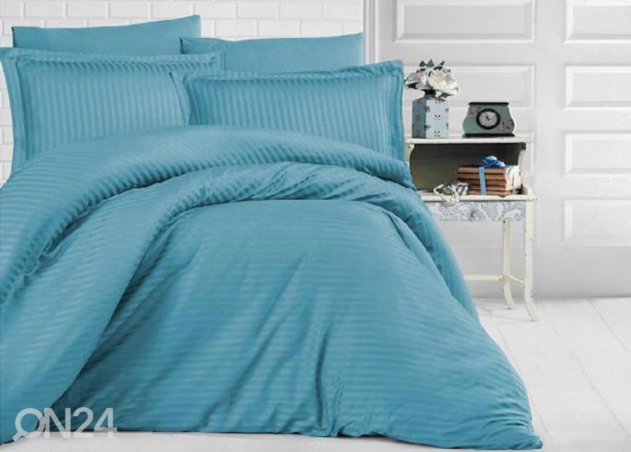 Satiini pussilakanasetti Uni Sky Blue 200x220 cm kuvasuurennos