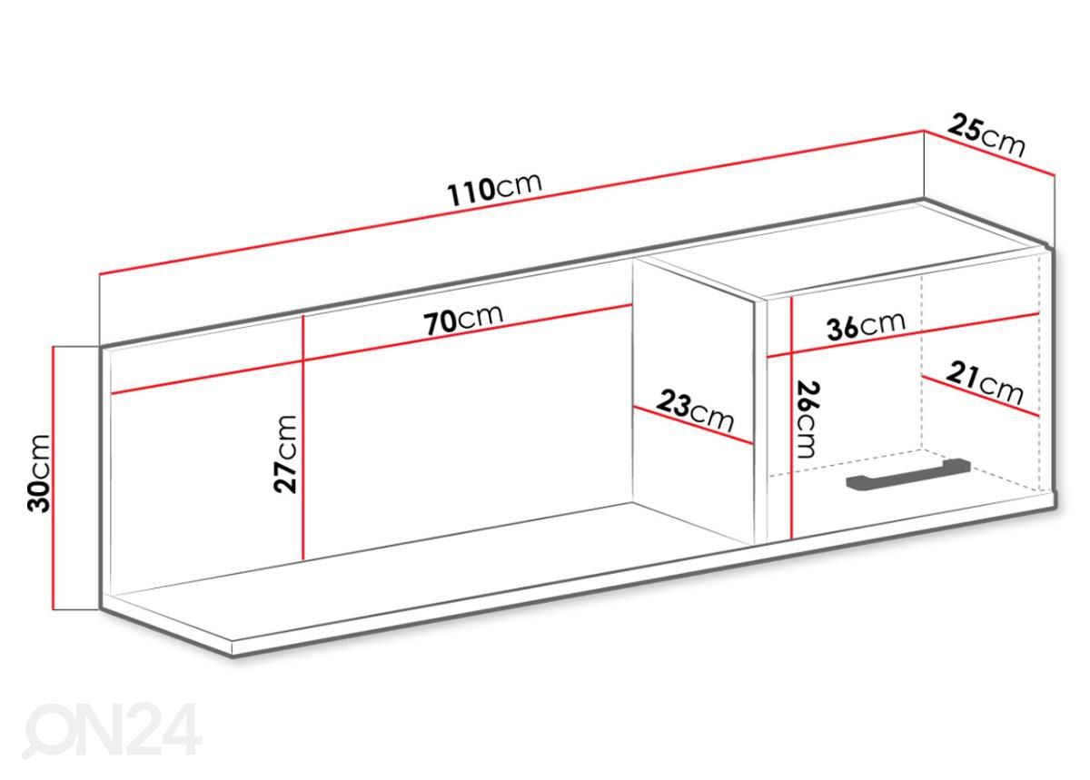 Seinähylly 110 cm kuvasuurennos mitat