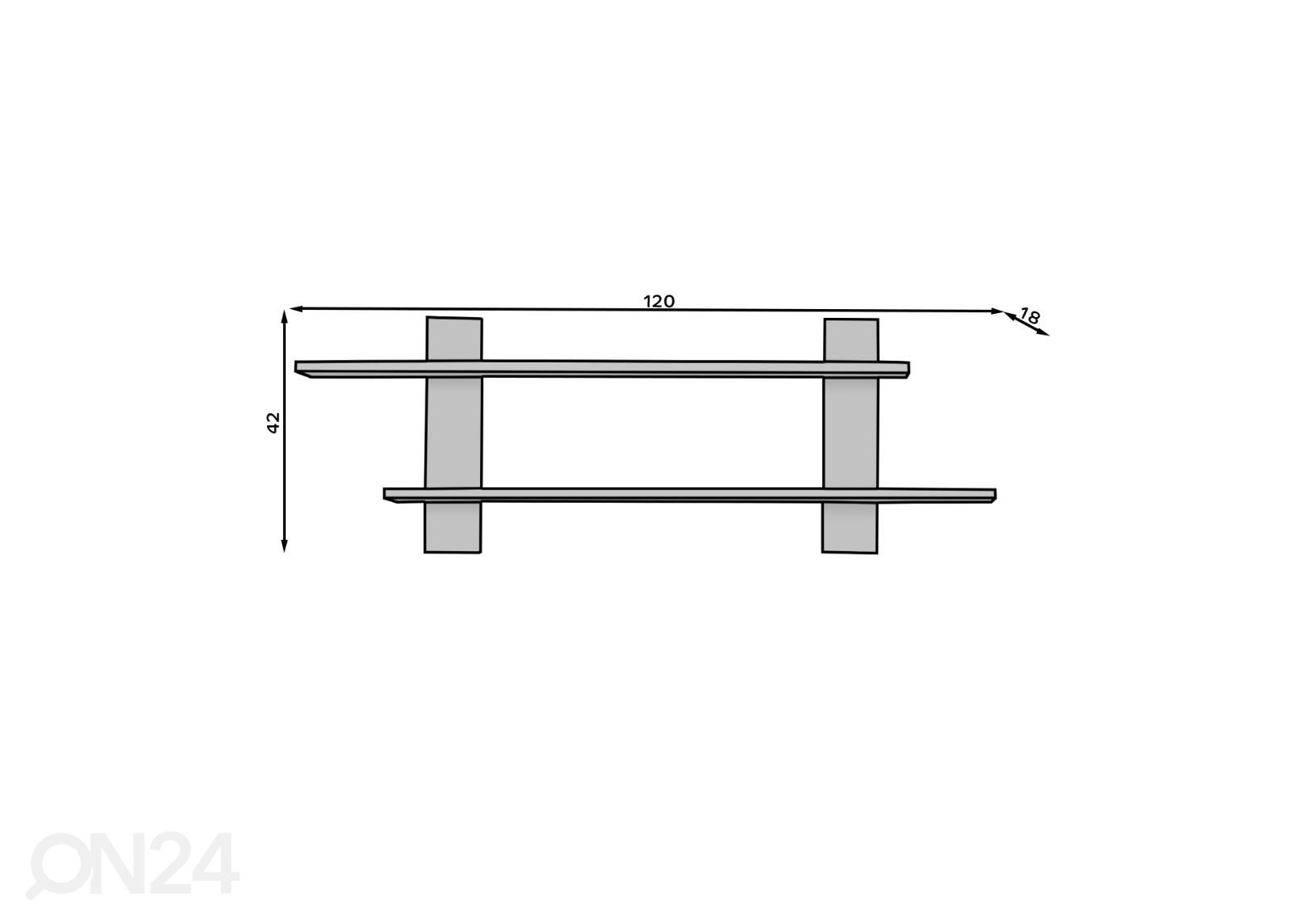 Seinähylly Cely 120 cm kuvasuurennos mitat