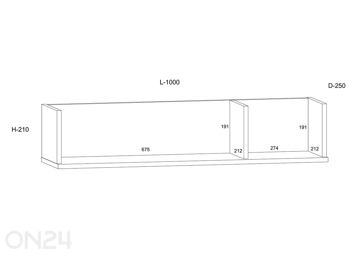 Seinähylly Cool 100 cm kuvasuurennos mitat