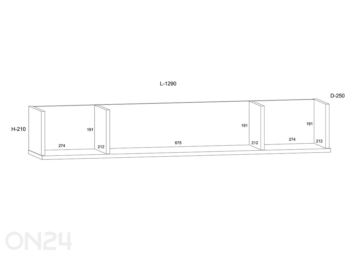 Seinähylly Cool 129 cm kuvasuurennos mitat