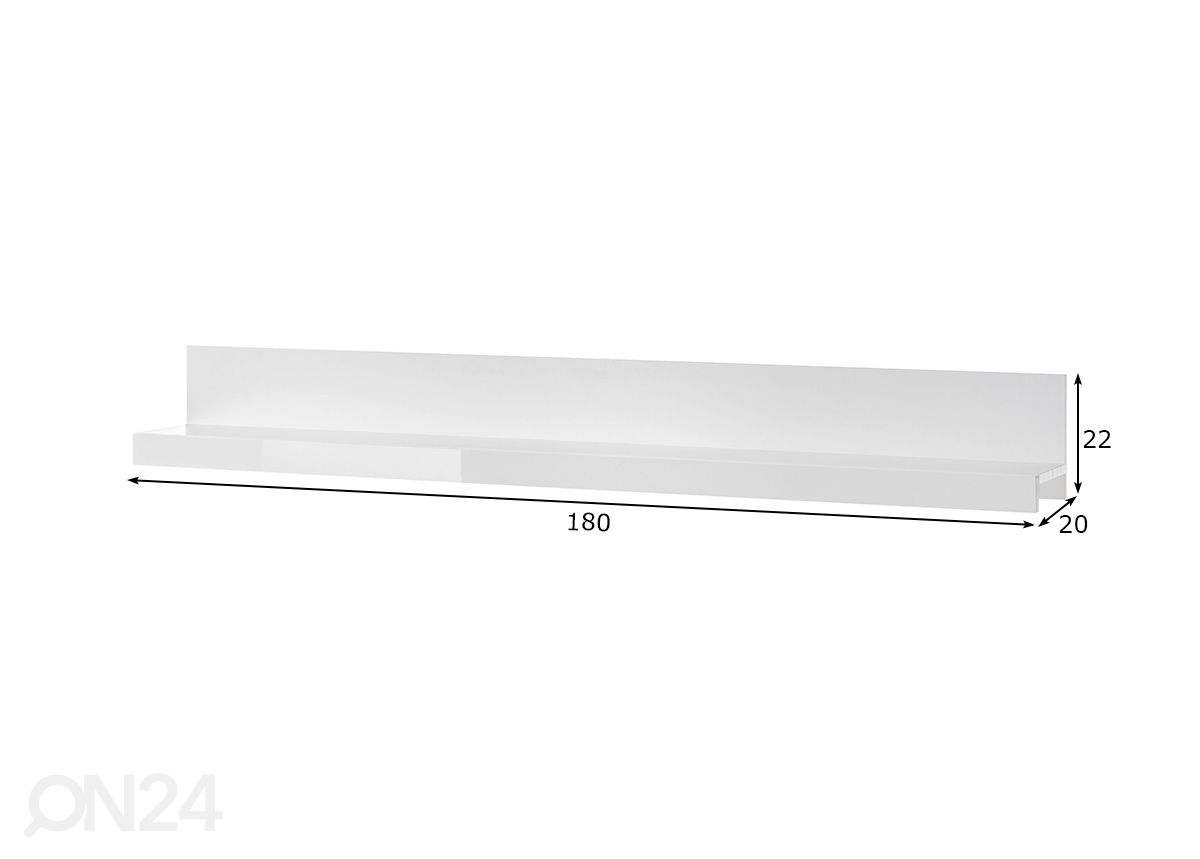 Seinähylly Corado 180 cm kuvasuurennos mitat