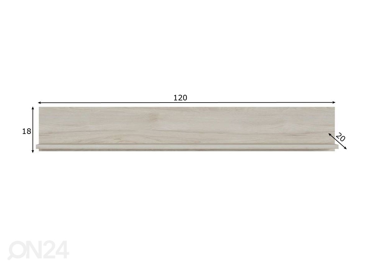 Seinähylly Denim 120 cm kuvasuurennos mitat