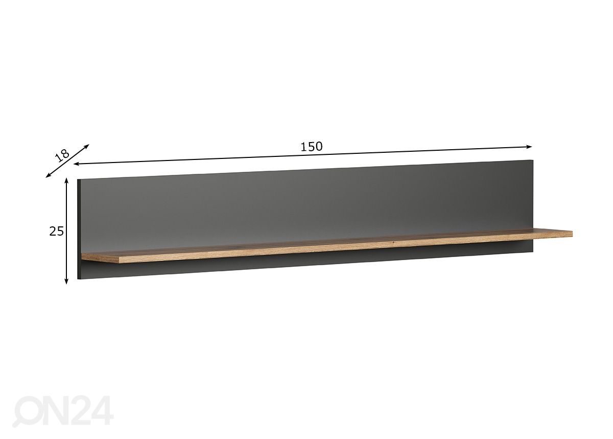 Seinähylly Esteban 150 cm kuvasuurennos mitat