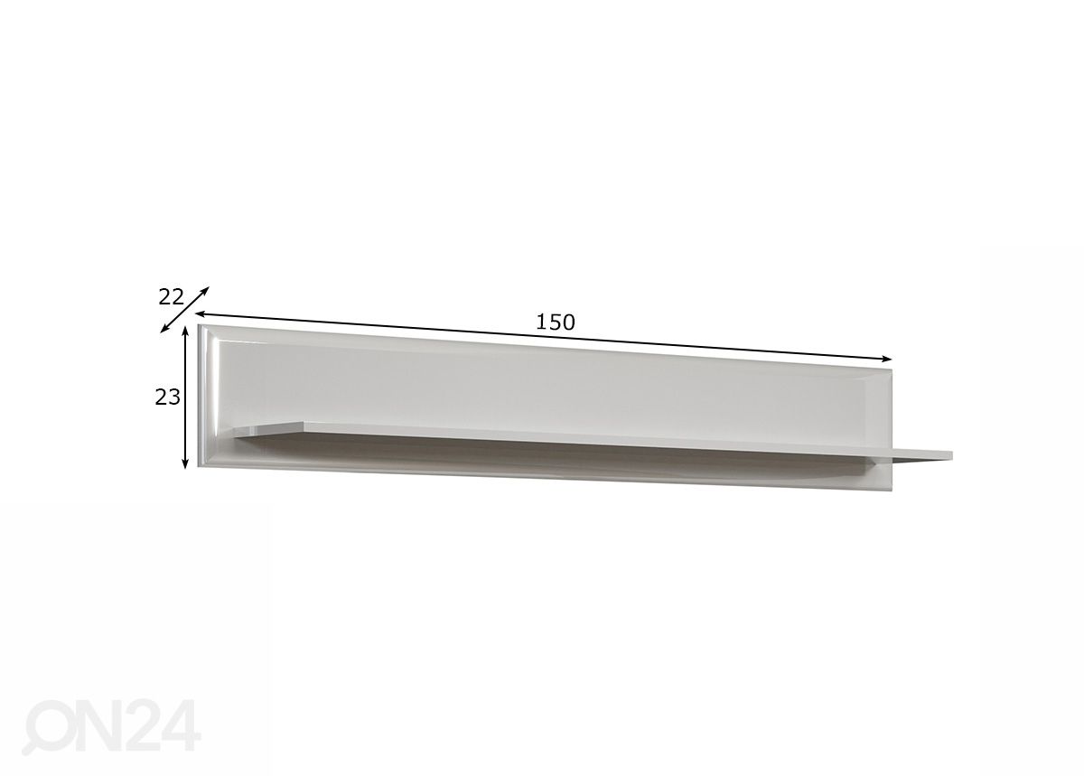Seinähylly Marlon 150 cm kuvasuurennos mitat