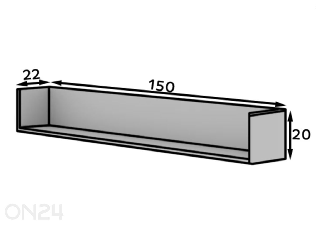 Seinähylly Omaha 150 cm kuvasuurennos mitat