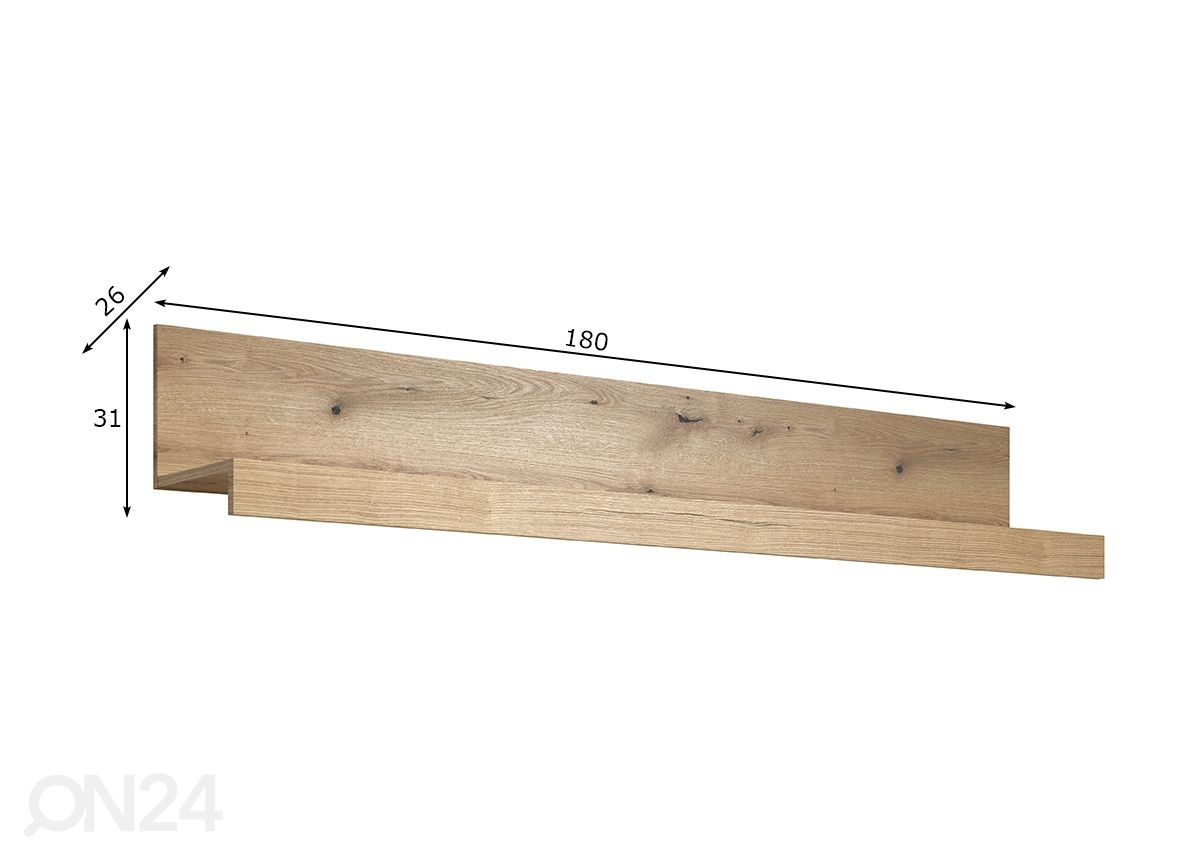 Seinähylly Tyler 180 cm kuvasuurennos mitat