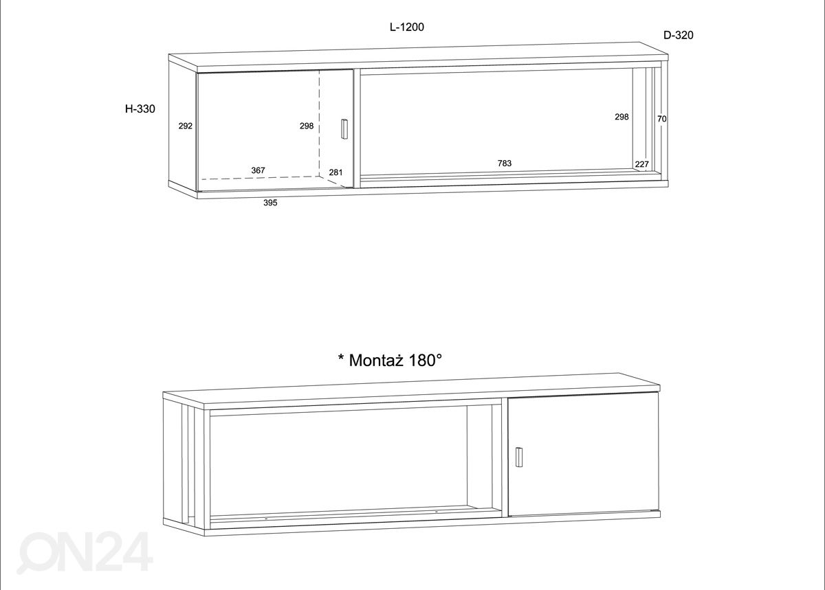 Seinähylly Vegas 120 cm kuvasuurennos mitat