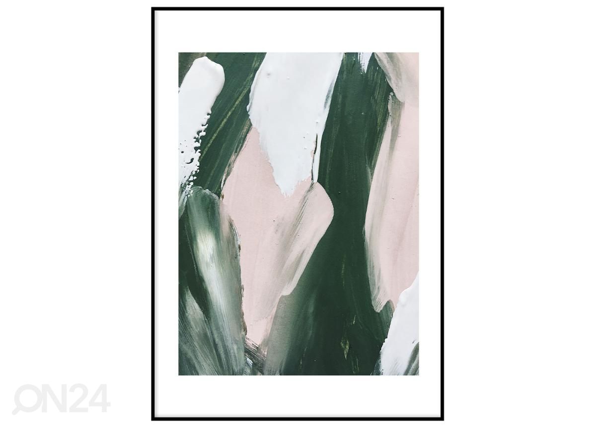 Seinäjuliste Abstrakti vihreä ja roosa 70x100 cm kuvasuurennos