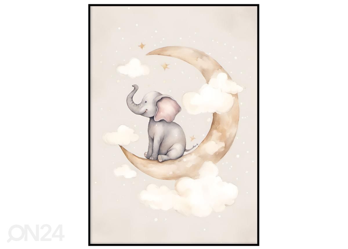 Seinäjuliste Elefantti kuussa 21x30 cm kuvasuurennos