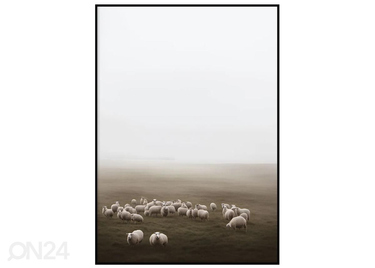 Seinäjuliste Lampaat I 21x30 cm kuvasuurennos