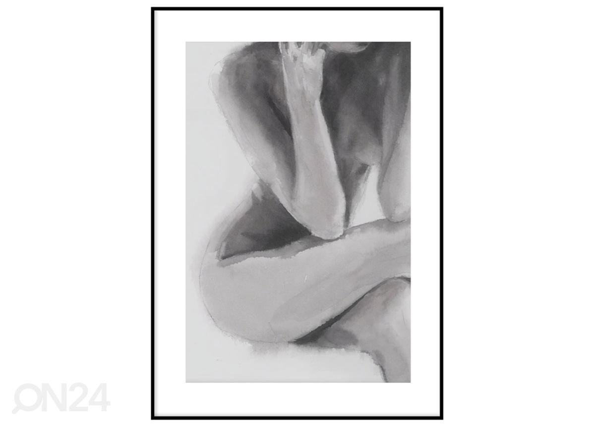 Seinäjuliste Nainen vesiväreissä 21x30 cm kuvasuurennos
