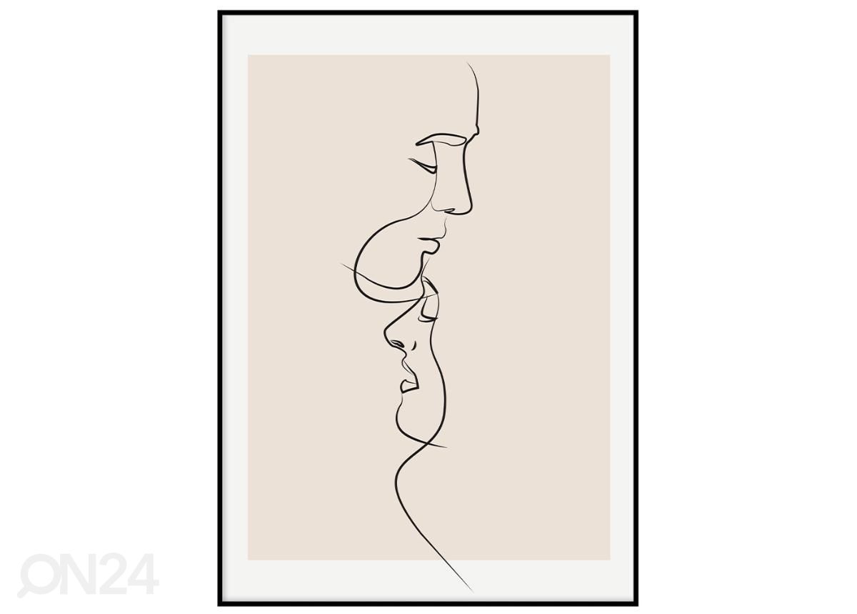 Seinäjuliste One line suudelma 21x30 cm kuvasuurennos