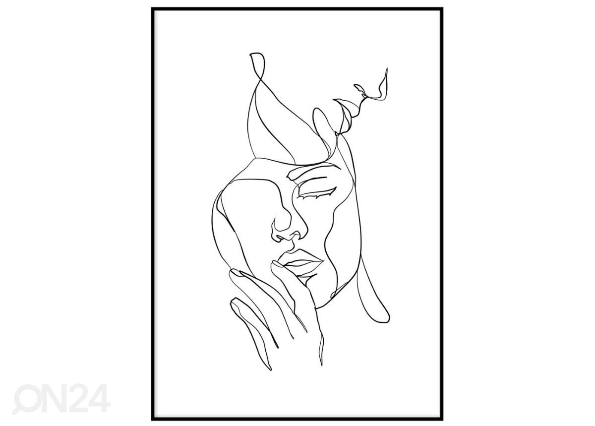 Seinäjuliste Piirretty halaus 21x30 cm kuvasuurennos