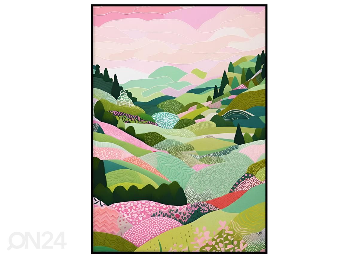 Seinäjuliste Vaaleanpunainen maisema I 21x30 cm kuvasuurennos