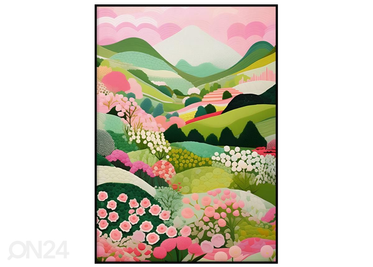 Seinäjuliste Vaaleanpunainen maisema II 21x30 cm kuvasuurennos