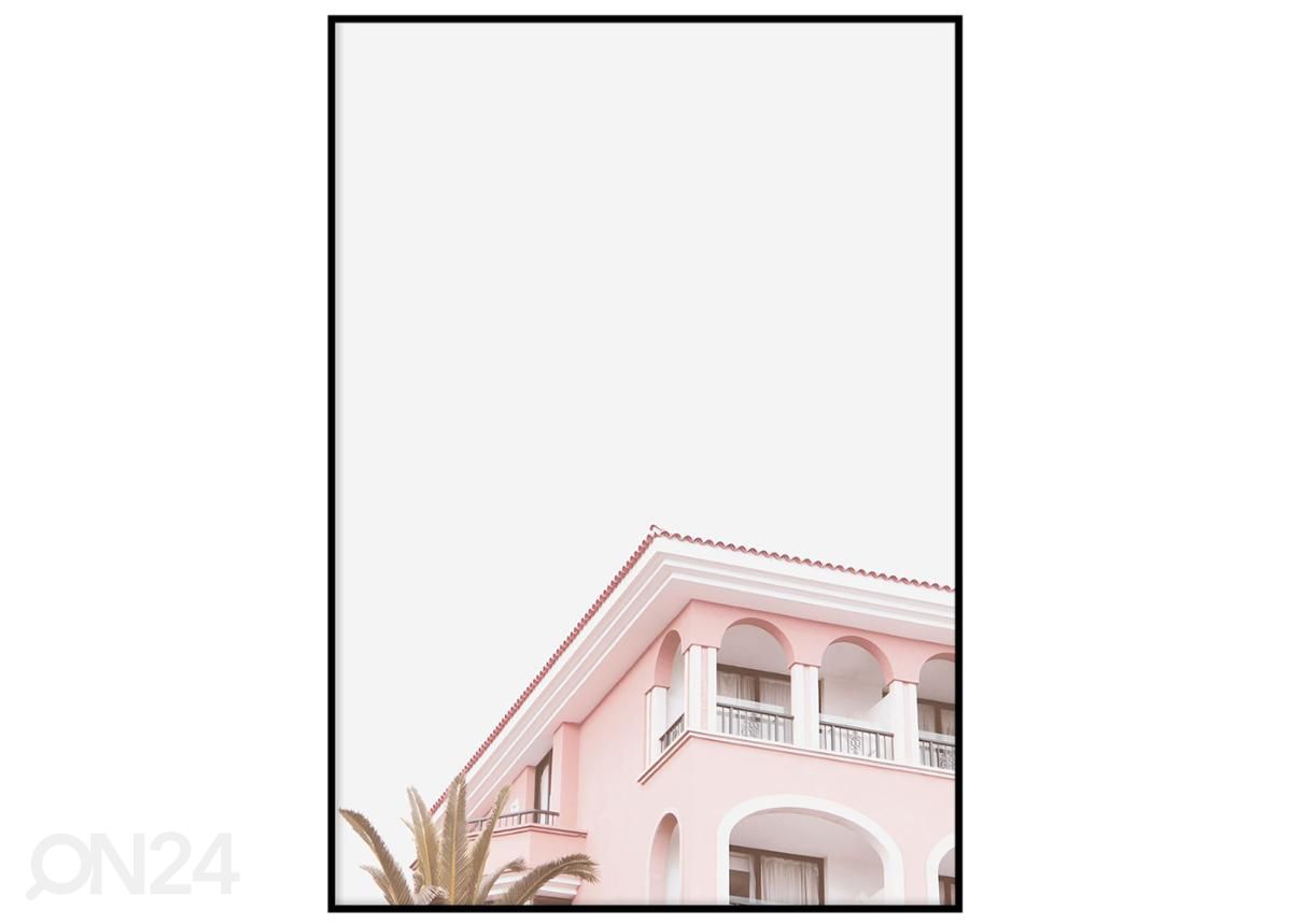 Seinäjuliste Vaaleanpunainen talo 21x30 cm kuvasuurennos