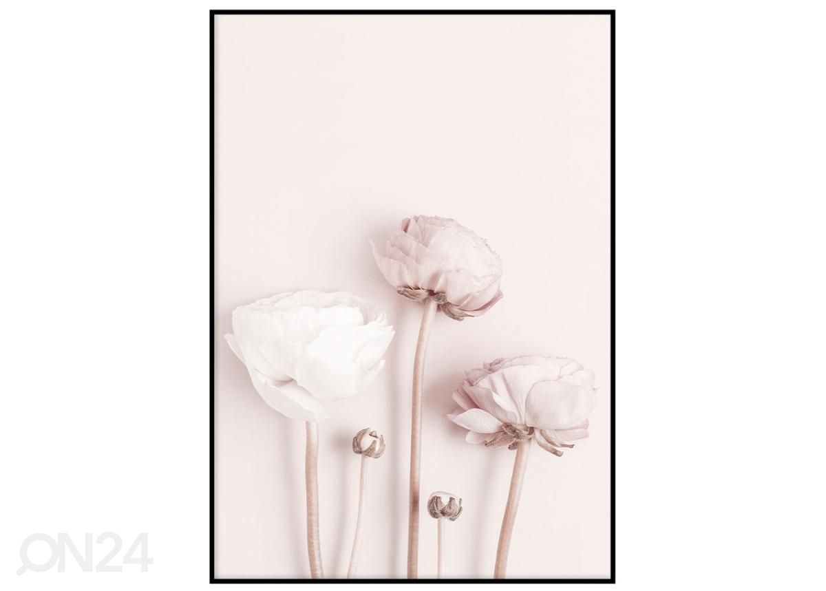 Seinäjuliste Vaaleanpunaiset kukat 21x30 cm kuvasuurennos