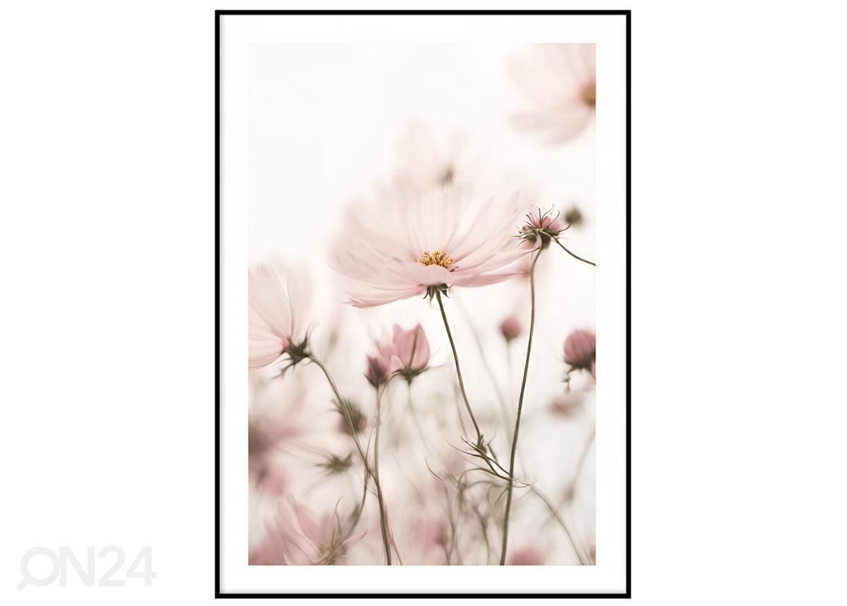 Seinäjuliste Vaaleanpunaiset kukat 21x30 cm kuvasuurennos