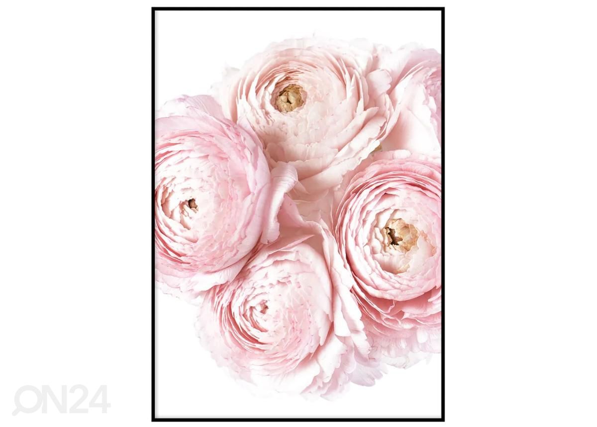 Seinäjuliste Vaaleanpunaiset kukat I 21x30 cm kuvasuurennos