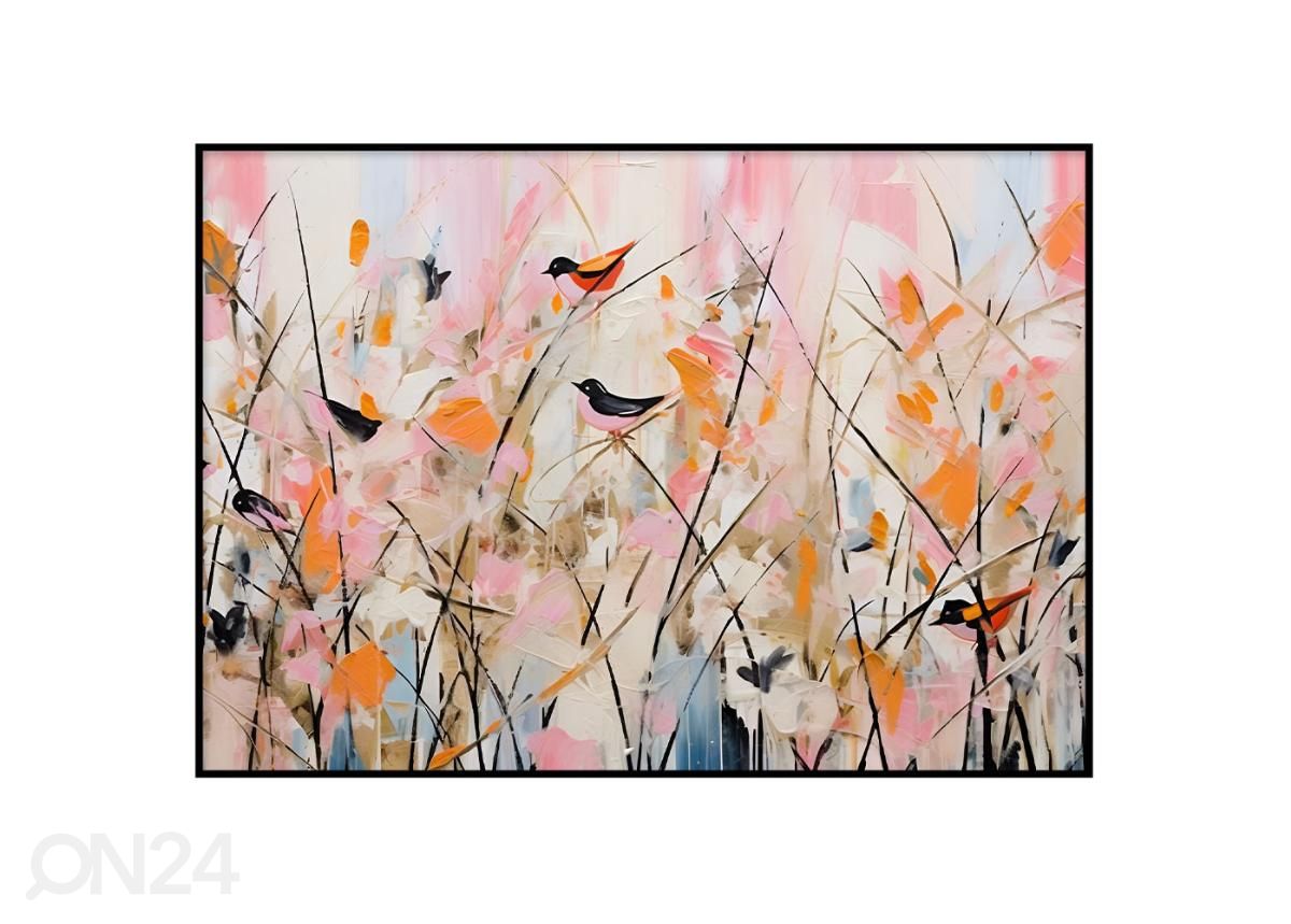 Seinäjuliste Värikkäiden lintujen kuva 21x30 cm kuvasuurennos