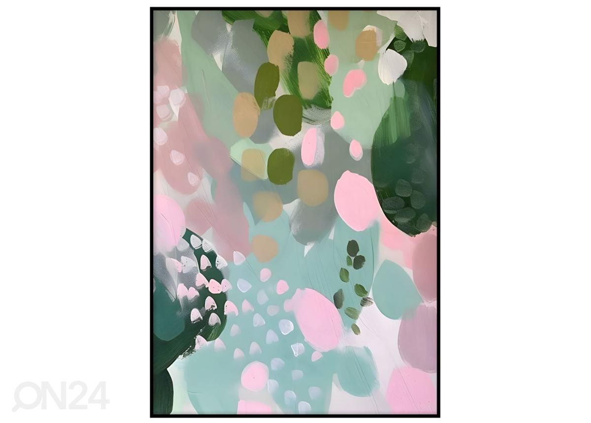 Seinäjuliste Vihreät ja vaaleanpunaiset täplät II 21x30 cm kuvasuurennos