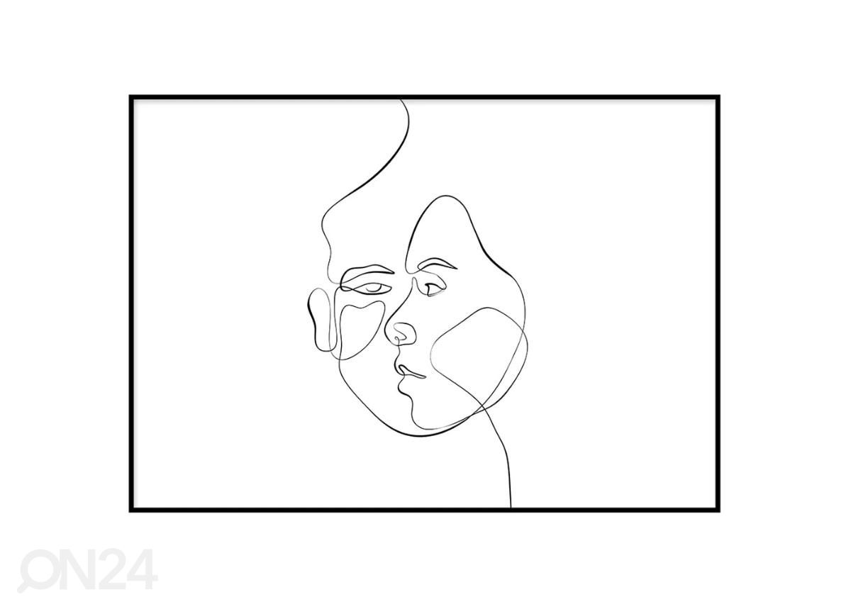 Seinäjuliste Yhden viivan kasvot 21x30 cm kuvasuurennos