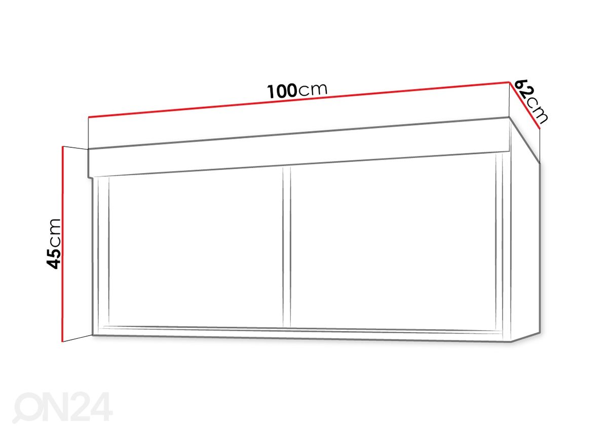 Seinäkaappi 100 cm kuvasuurennos mitat