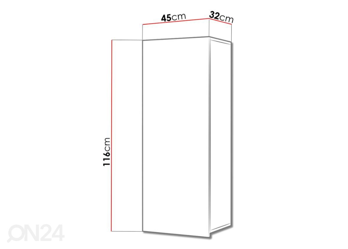Seinäkaappi 45 cm kuvasuurennos mitat