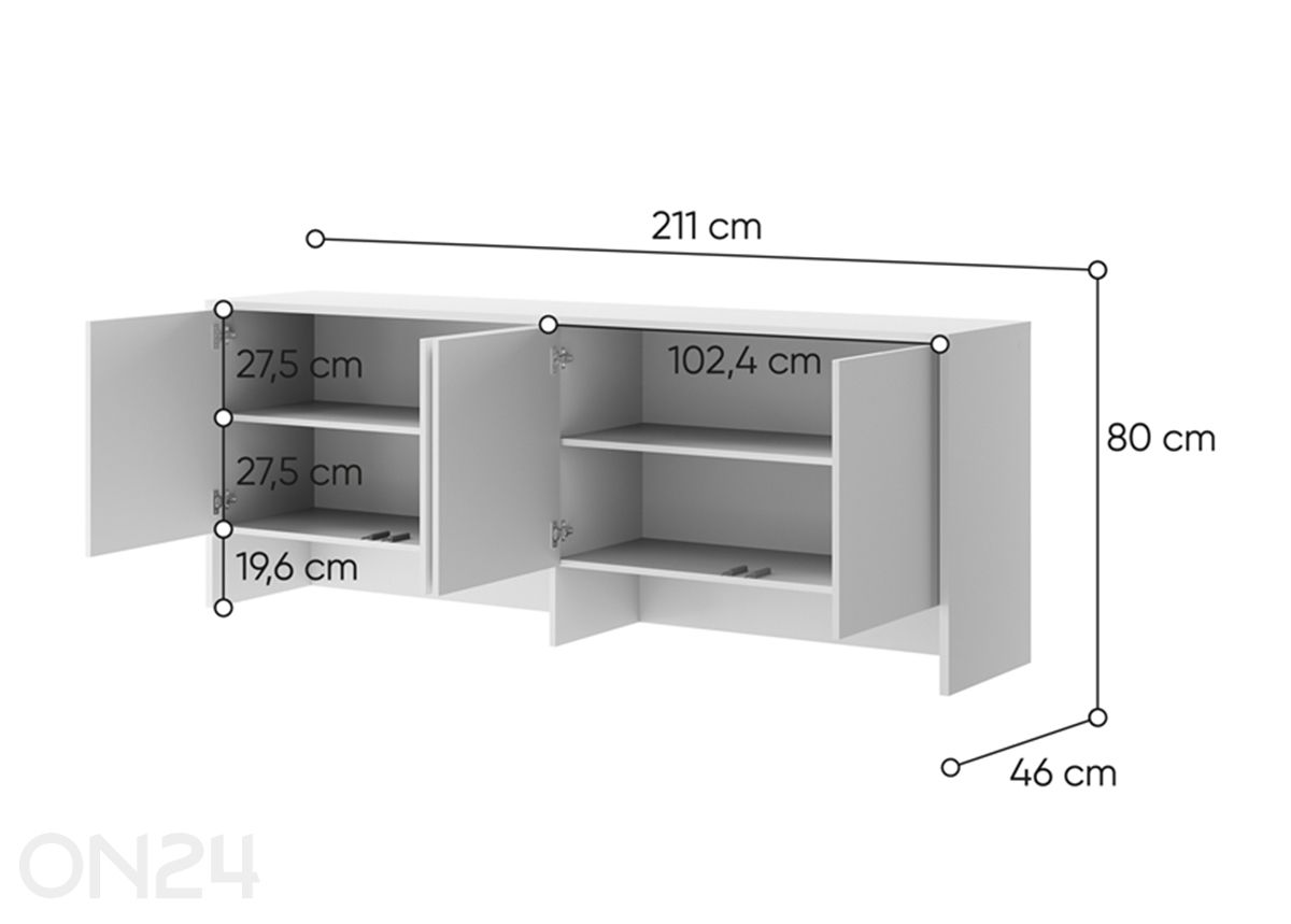 Seinäkaappi Lenart BED CONCEPT kuvasuurennos mitat
