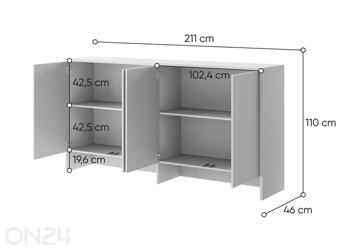 Seinäkaappi Lenart BED CONCEPT kuvasuurennos mitat