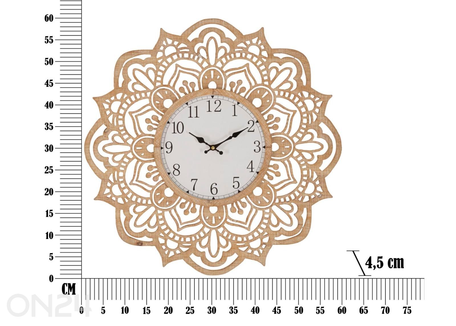 Seinäkello Ø60 cm, beige kuvasuurennos mitat