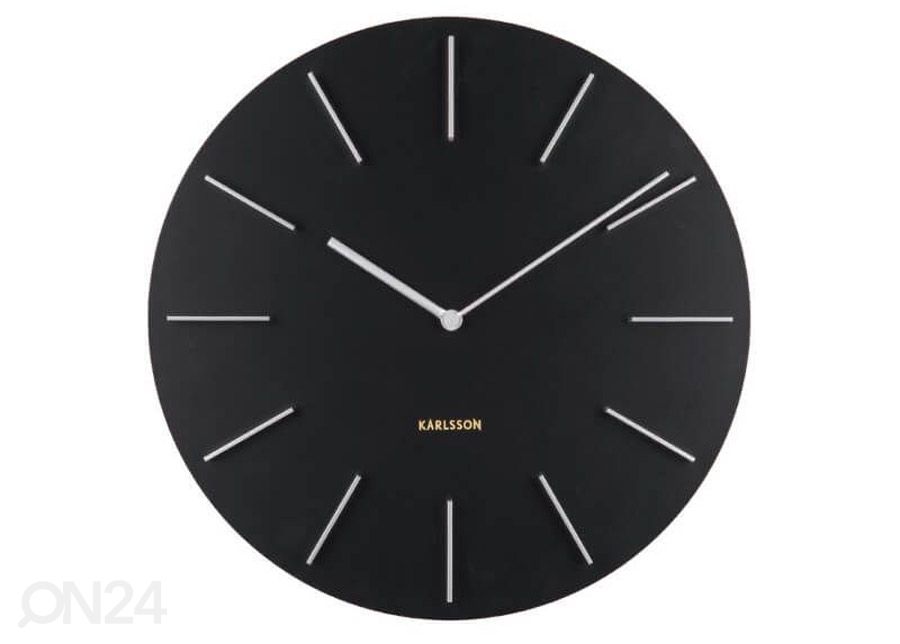 Seinäkello Karlsson Discreet Ø40 cm, musta-hopea kuvasuurennos