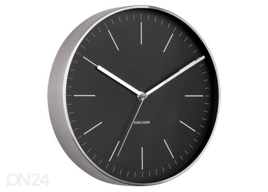 Seinäkello Karlsson Minimal Ø 27,5 cm, musta-hopea kuvasuurennos