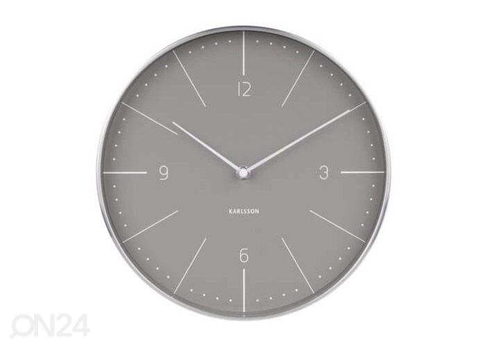 Seinäkello Karlsson Normann Ø 27,5 cm, harmaa-hopea kuvasuurennos