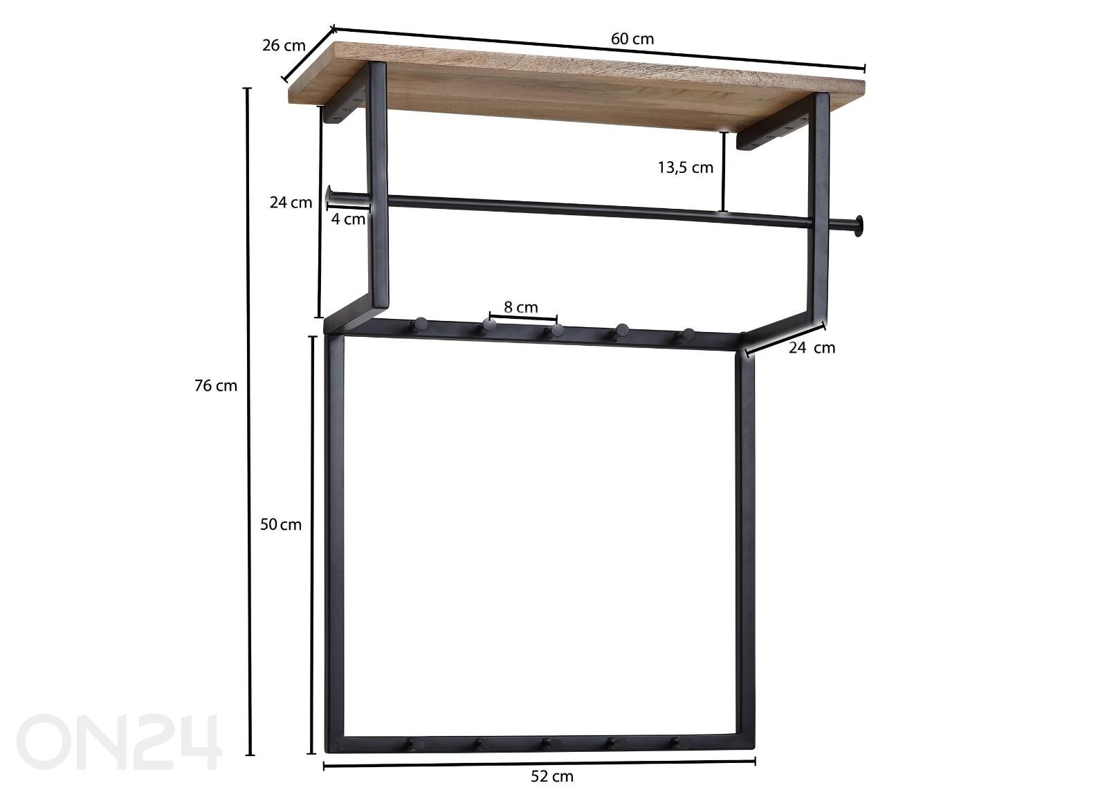 Seinänaulakko 60 cm kuvasuurennos mitat