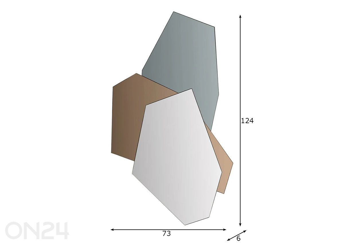 Seinäpeili Geometric kuvasuurennos mitat