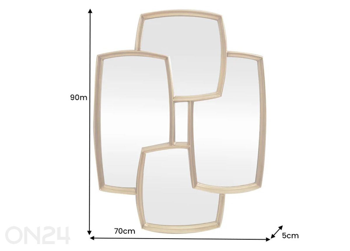 Seinäpeili Quadra kuvasuurennos mitat