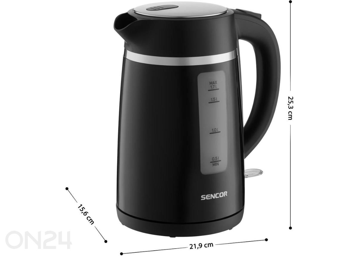 Sencor SWK2710BK -vedenkeitin 1,7 L, musta kuvasuurennos mitat
