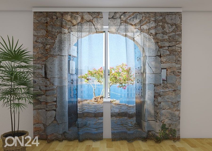 Sifonki-kuvaverho ARCHWAY TO THE SEA 240x220 cm kuvasuurennos
