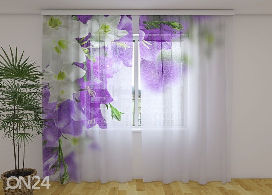 Sifonki-kuvaverho BLUE CAMPANULAS 240x220 cm kuvasuurennos