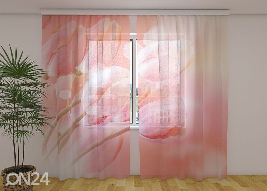 Sifonki-kuvaverho CHARMING TULIPS 240x220 cm kuvasuurennos