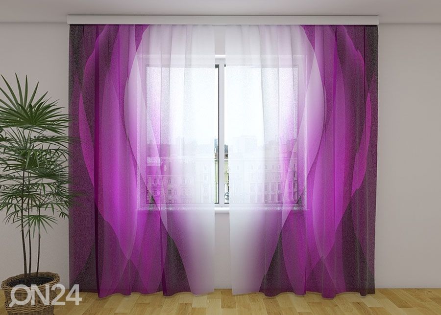 Sifonki-kuvaverho PURPLE WAVES 240x220 cm kuvasuurennos