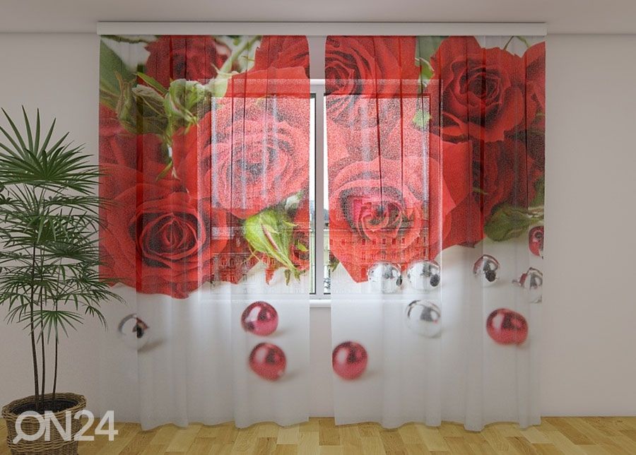 Sifonki-kuvaverho ROSE AND BEADS 240x220 cm kuvasuurennos