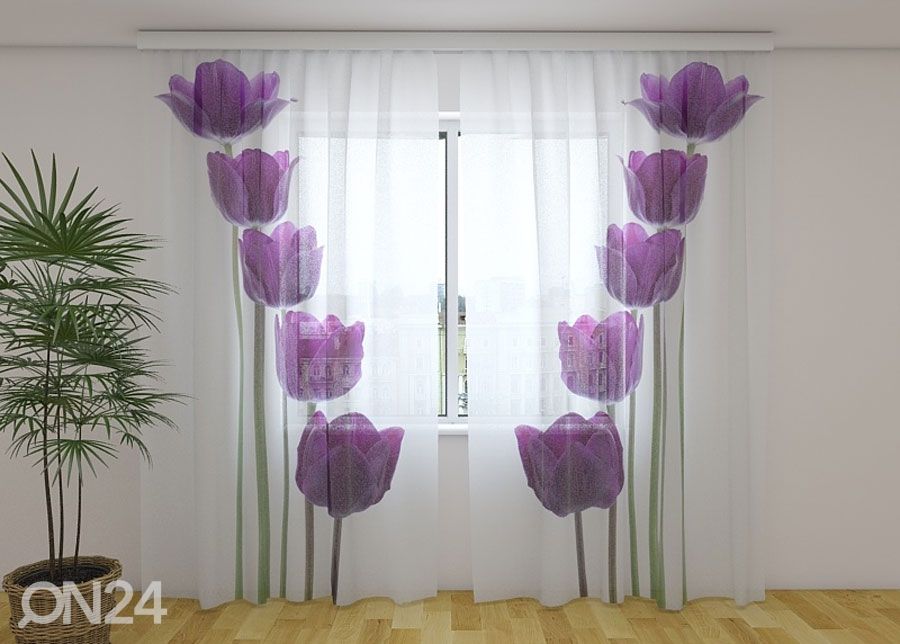 Sifonki-kuvaverho SPRING TULIPS 240x220 cm kuvasuurennos